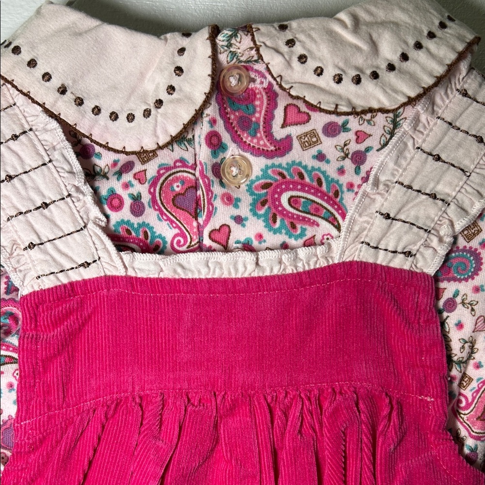 Mary Engelbreit Baby Pink Paisley Baby Outfit with Collar - Picture 4 of 9